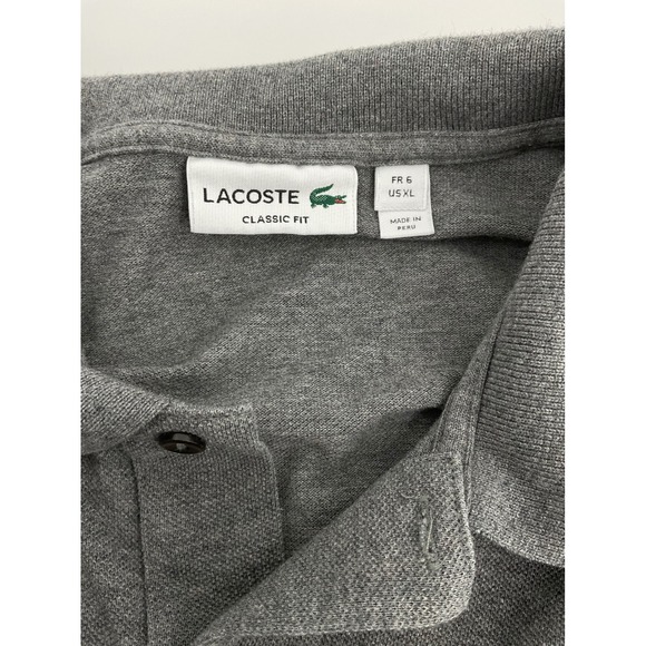 Lacoste Polo‎ Shirt Classic Fit Short Sleeve Everyday Casual Gray Size xl - Picture 7 of 8
